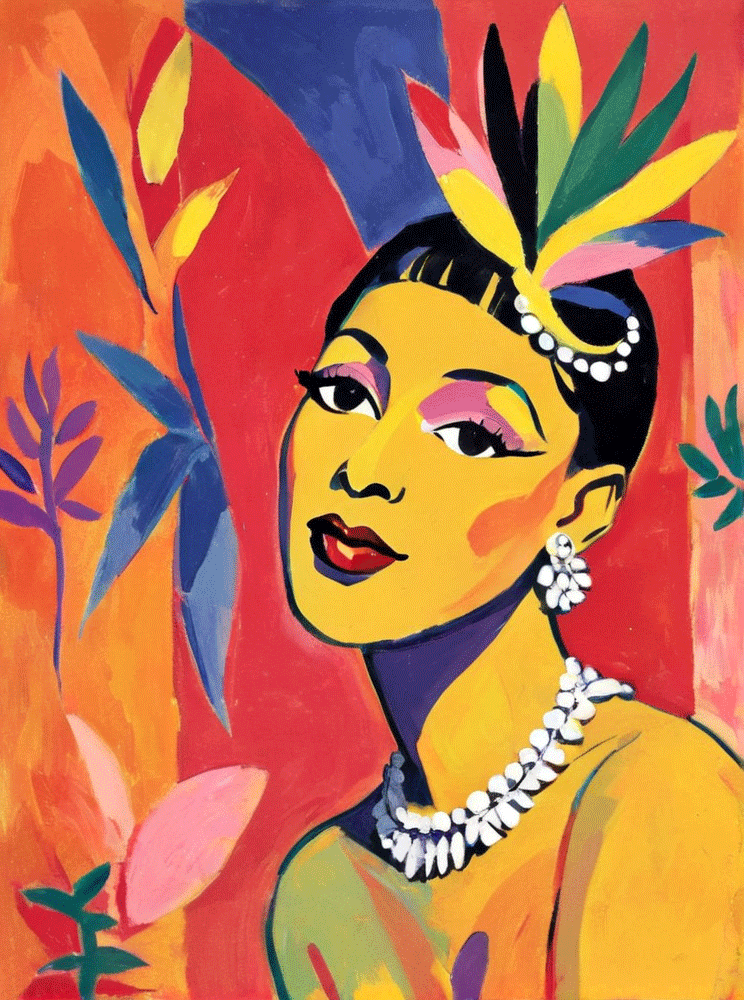 Affiche « Portrait pop aux plumes de soleil » - Alvin & Norman Studio