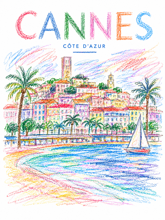 Affiche Cannes en traits de soleil - Alvin & Norman Studio