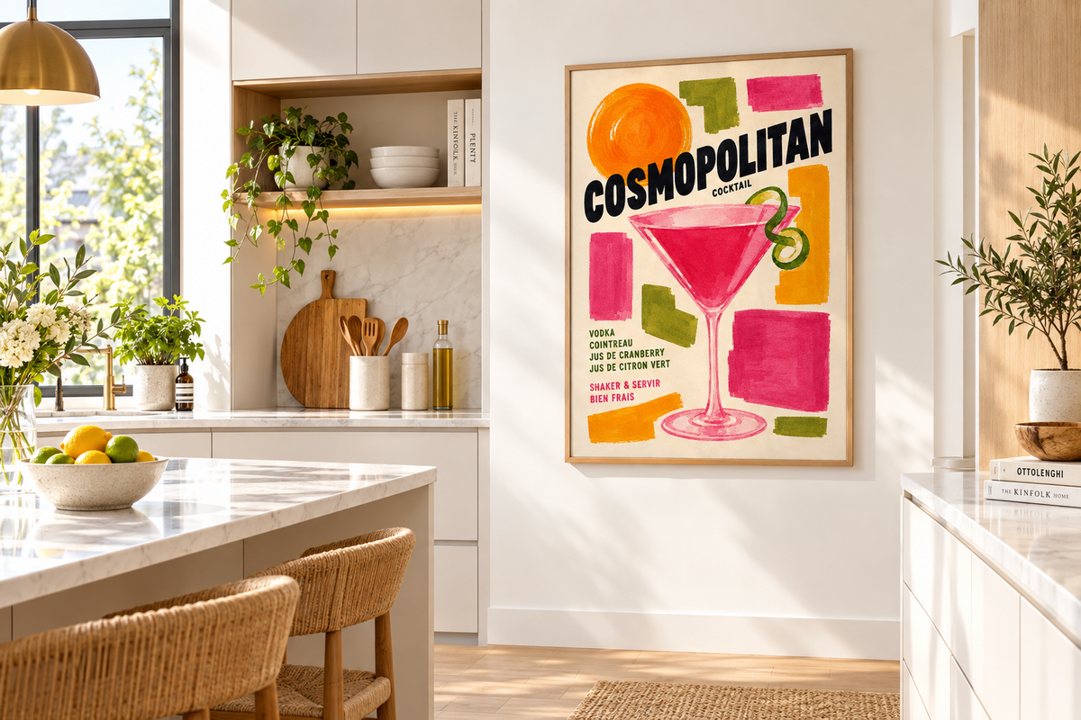 Affiche vintage cocktail "Cosmopolitan"