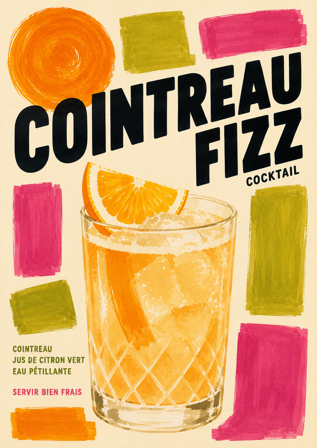 Affiche vintage cocktail Cointreau Fizz