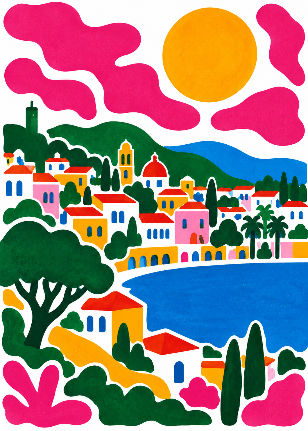 Affiche « La baie en rose » - Alvin & Norman Studio
